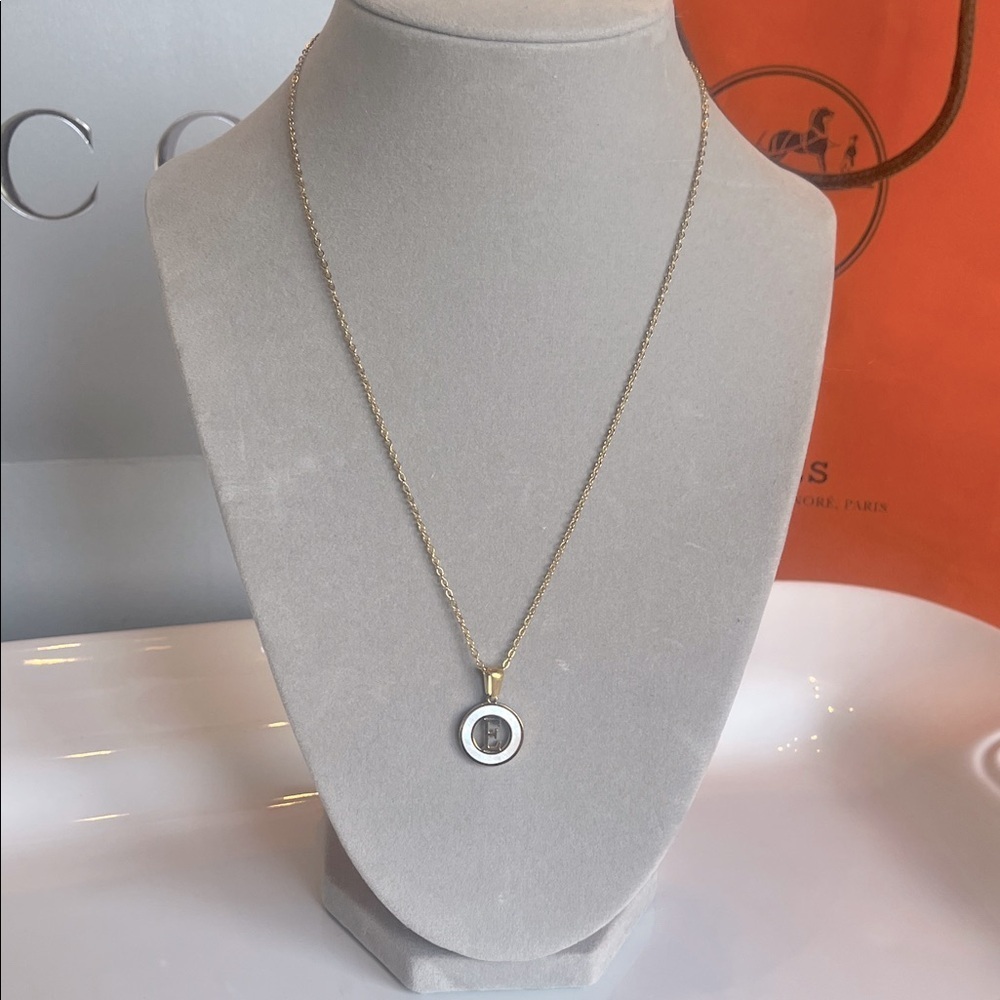 Elegant "E" Letter  Goldplate and Pearl Pendant Necklace